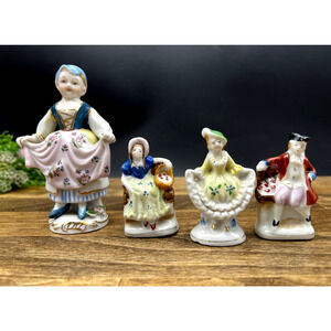 Made in Occupied Japan 4 Figurines Dancing Girls Hand Painted Vintage
